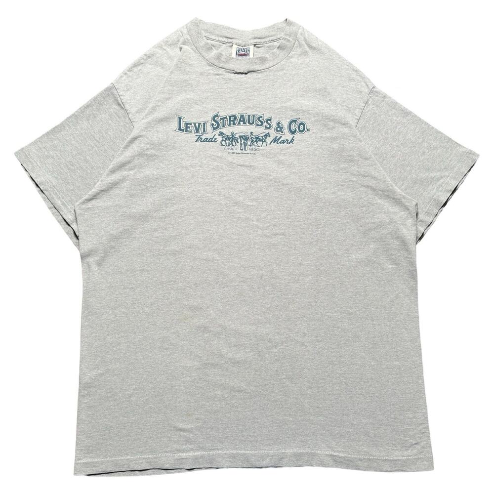 Vintage Levi's Levi Strauss Co 1993 Graphic T Shirt Grey USA Made Size XL